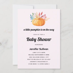 Invitation Douce Baby Shower Citrouille Aquarelle Orange
