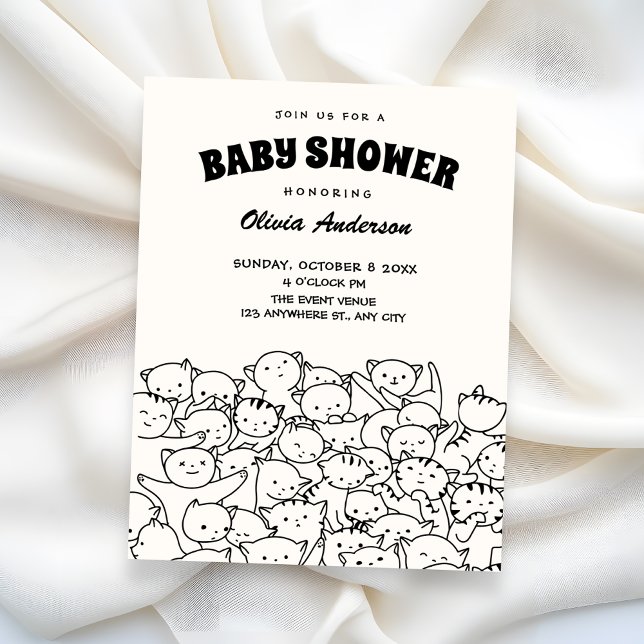 Invitation Douce baby shower de chats mignons (Créateur téléchargé)