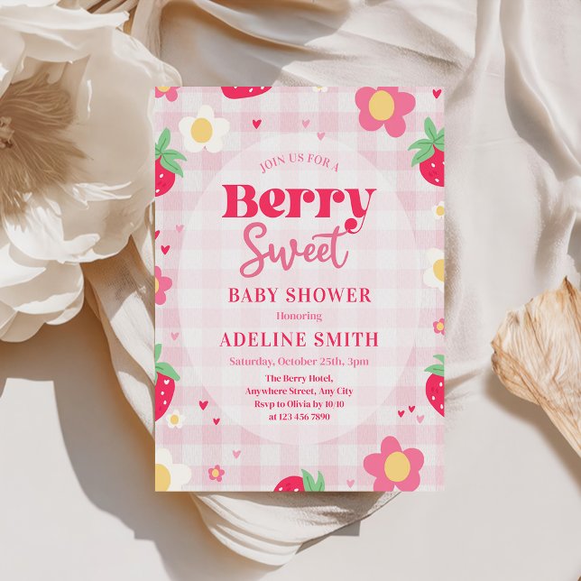 Invitation Douce Baby Shower d'été à la fraise (Créateur téléchargé)