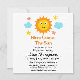 Invitation Douce Baby Shower Ensoleillée Voici Le Soleil