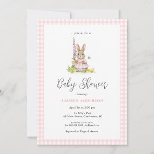 Invitation Douce Baby Shower Fille Lapin Bleu