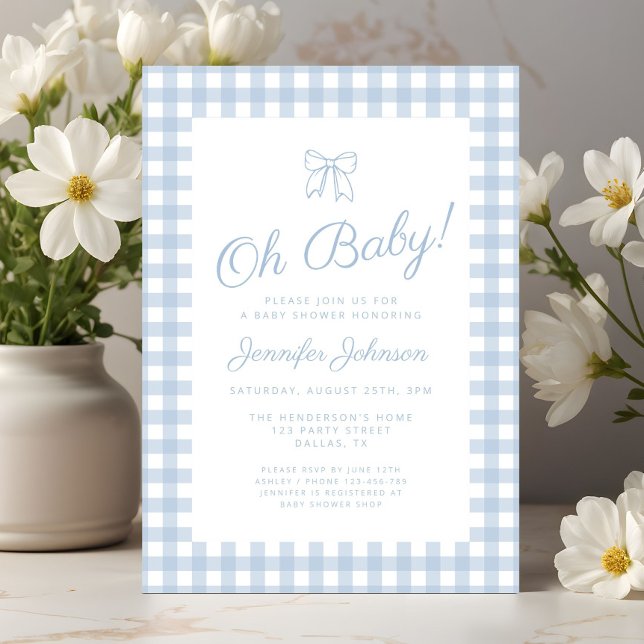 Invitation Douce Baby-Shower Fille Ruban Garçon Bleu (Cute Blue Coquette Bow Boy Baby Shower Invitation)