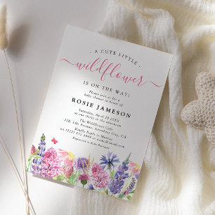 Invitation Douce Baby Shower Fleur des Champs à l'aquarelle 