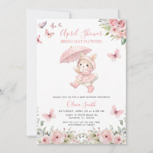 Invitation Douce Baby Shower Fleurie Rose Pâle d'Avril