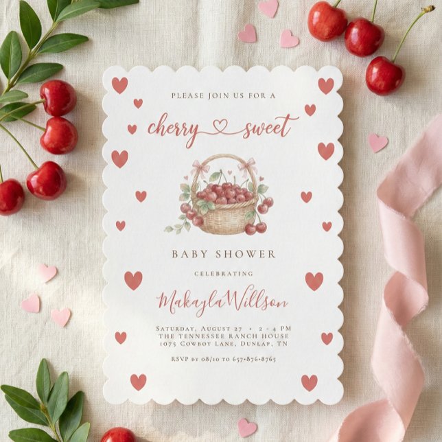 Invitation Douce Baby Shower Fleurs de Cerisier Aquarelle Fru (Créateur téléchargé)