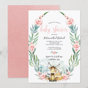 Invitation Douce Baby Shower Florale de la Forêt