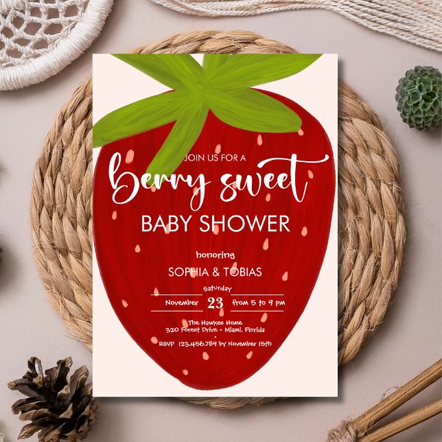 Invitation Douce baby shower fraise (Créateur téléchargé)