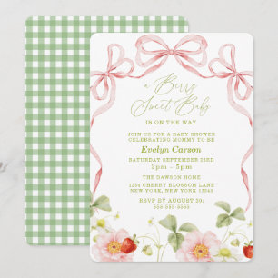 Invitation Douce Baby Shower Gingham Cottagecore aux Fruits R