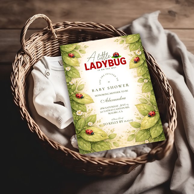 Invitation Douce Baby Shower Ladybug de Printemps (Créateur téléchargé)