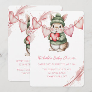 Invitation Douce Baby Shower Lapin Aquarelle