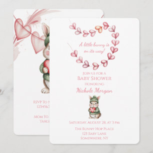 Invitation Douce Baby Shower Lapin Aquarelle
