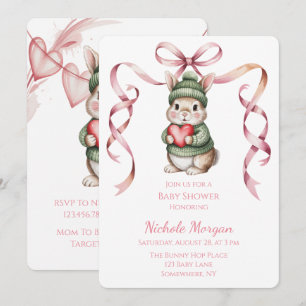 Invitation Douce Baby Shower Lapin Aquarelle