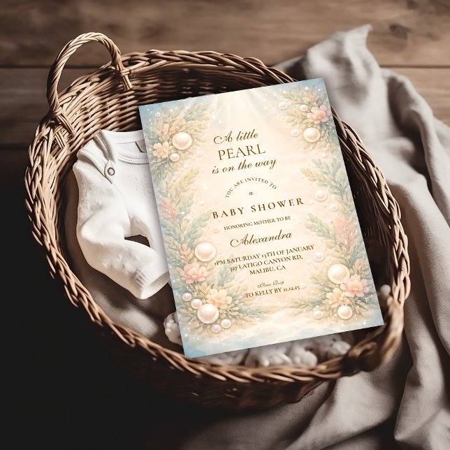 Invitation Douce Baby-Shower Livre de Contes Perle Côtière (Créateur téléchargé)