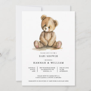 Invitation Douce Baby Shower Ours en Peluche
