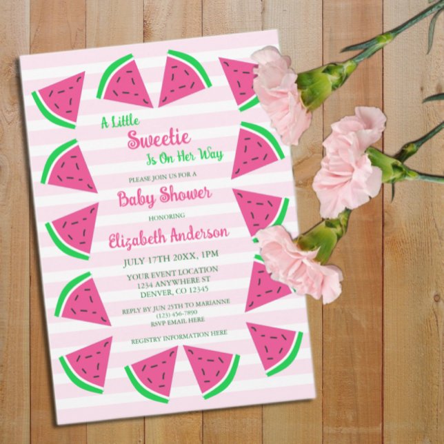 Invitation Douce Baby Shower Pastèque (Créateur téléchargé)