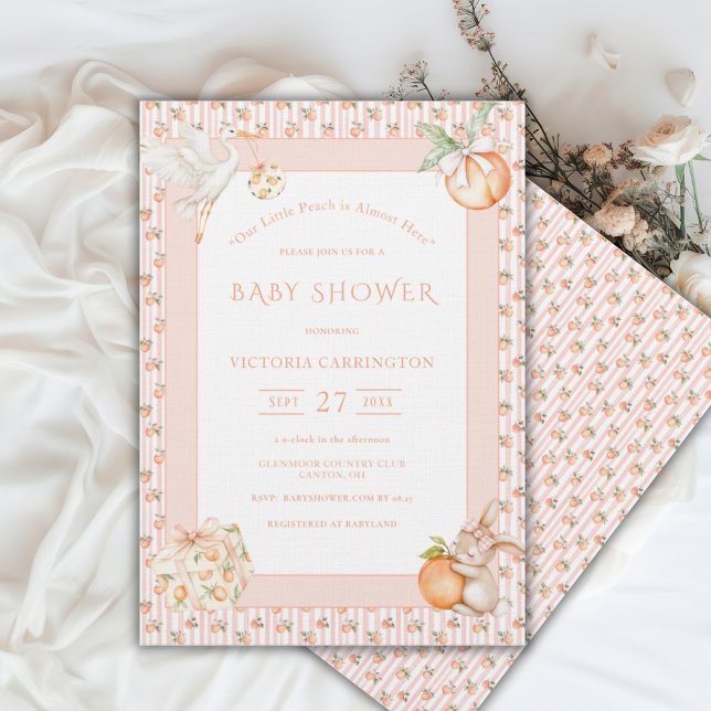Invitation Douce Baby Shower Petite Pêche (Créateur téléchargé)