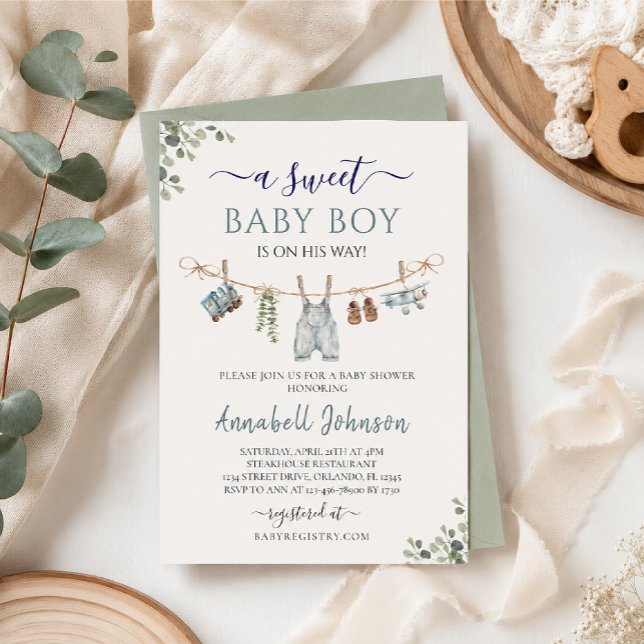 Invitation Douce Baby Shower pour Garçon (Créateur téléchargé)