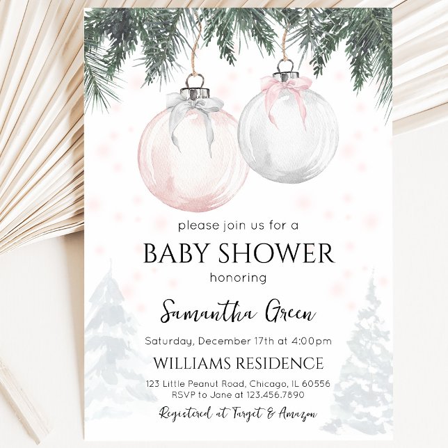 Invitation Douce Baby Shower Rose (Créateur téléchargé)