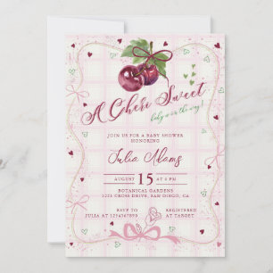 Invitation Douce Baby Shower Rose Rouge Mignonne