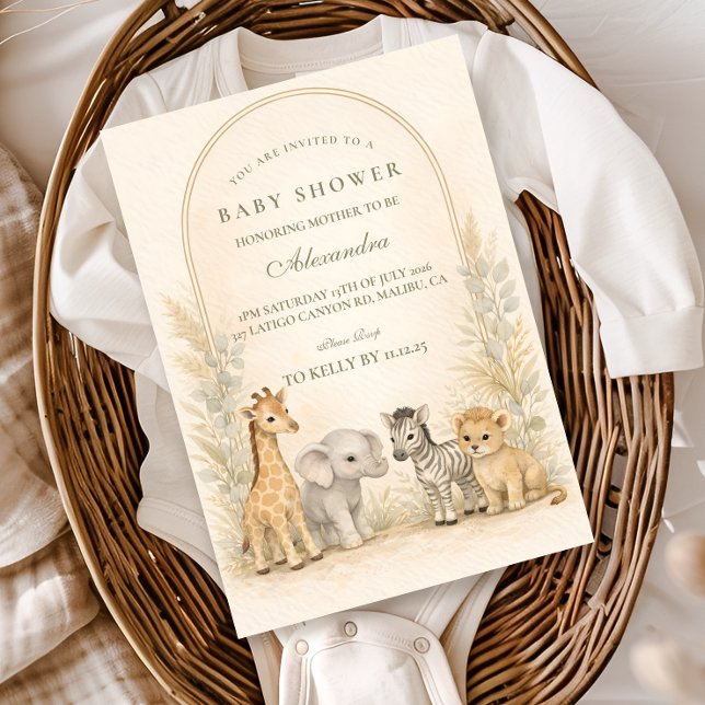 Invitation Douce Baby Shower Safari Jungle (Créateur téléchargé)
