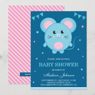 Invitation Douce Baby Shower Souris Mignonne