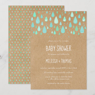Invitation Douce Baby Shower / Sprinkle de gouttes de pluie p