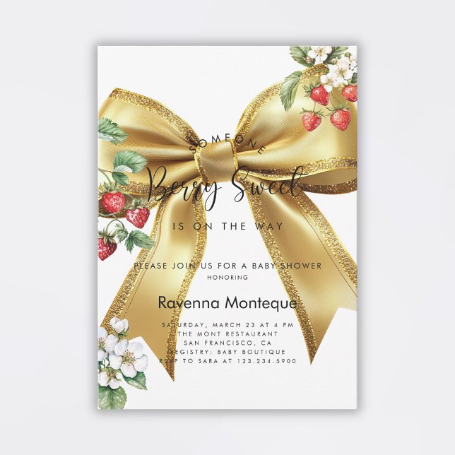Invitation Douce Baie Rose Doré Baby Shower  (Créateur téléchargé)