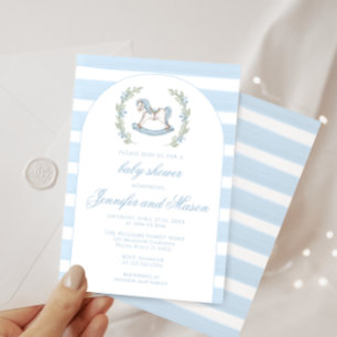 Invitation Douce balancelle bleue pour bébé garçon bohème