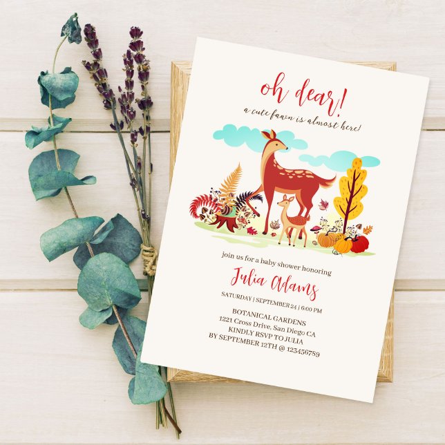 Invitation Douce Bébé Cher Faune Forestière Baby Shower (Créateur téléchargé)