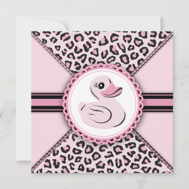 Invitation Douce Canard en Caoutchouc Rose Baby Shower (Devant)