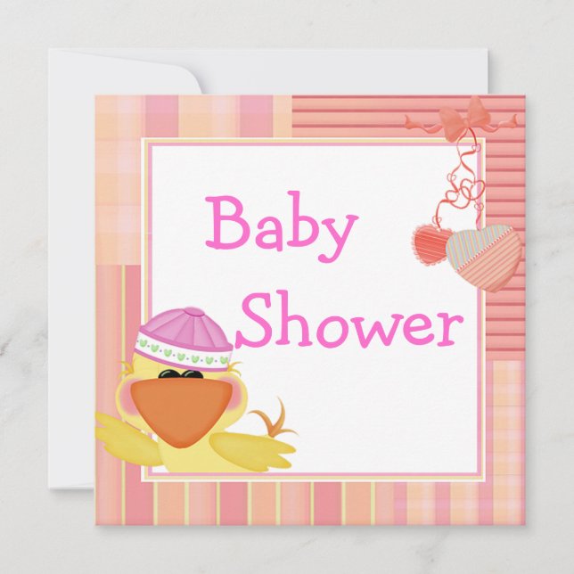 Invitation Douce Canard Et Cœurs D'Amour Baby Shower (Devant)