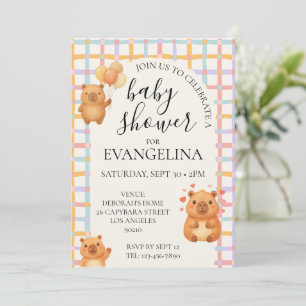 Invitation Douce Capybara Aquarelle Baby Shower