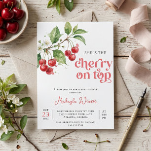 Invitation Douce Cerise Sur Le Haut Baby Shower Aquarelle Fru