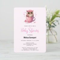 Douce chouette rose dans une tasse Baby Shower