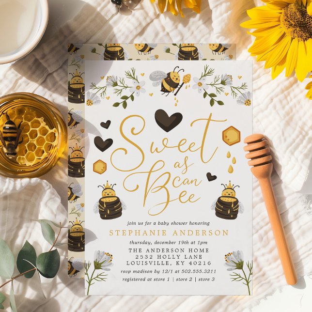 Invitation Douce comme peut être une abeille en nid d'abeille (Créateur téléchargé)