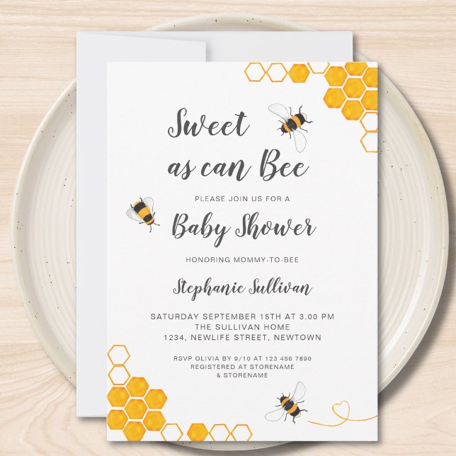 Invitation Douce Comme Peut l'Abeille Budget Baby Shower (Créateur téléchargé)