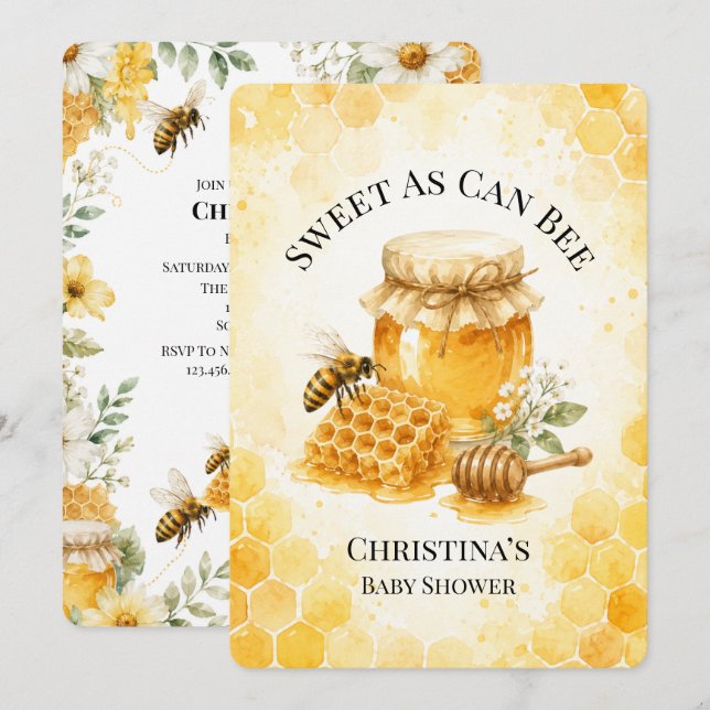 Invitation Douce Comme Peut L'Être Une Fête Prénatale Pour Bé (Devant / Derrière)