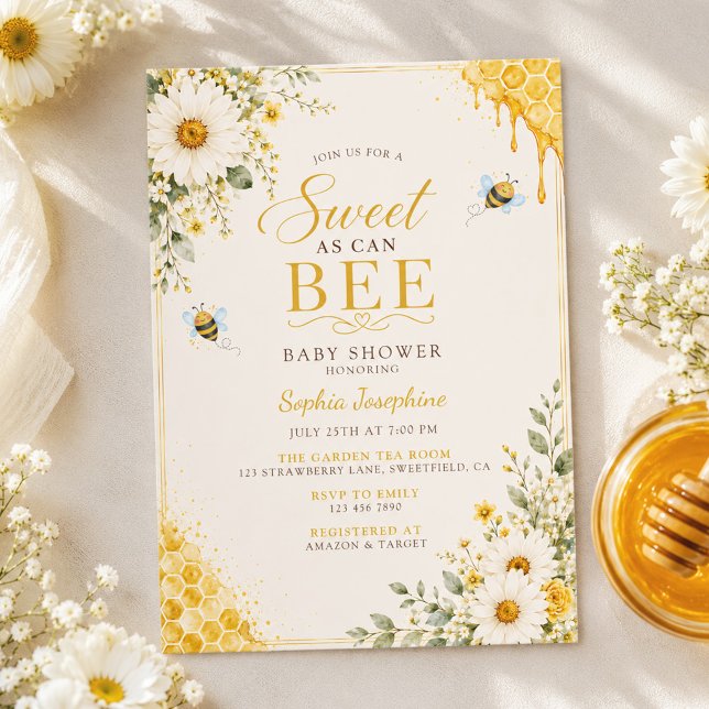 Invitation Douce comme une abeille Baby Shower (Créateur téléchargé)