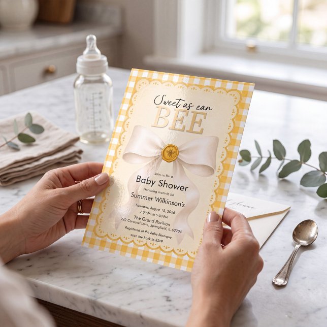 Invitation Douce comme une abeille Fête de bébé avec QR Code (Créateur téléchargé)