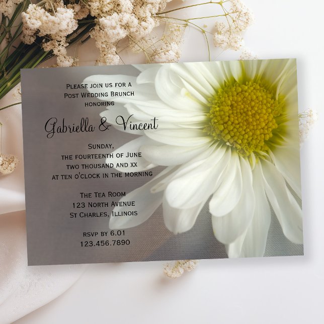 Invitation Douce Daisy Blanche sur un Brunch de Mariage du Le (Créateur téléchargé)