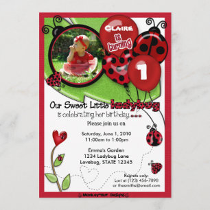 Invitation douce d'anniversaire de coccinelle