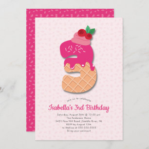 Invitation douce d'anniversaire de crème glacée