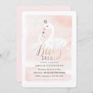 Invitation douce de baby shower de cygne avec