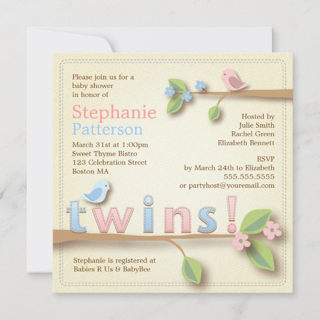 Invitation douce de baby shower de fille de garçon (Devant)