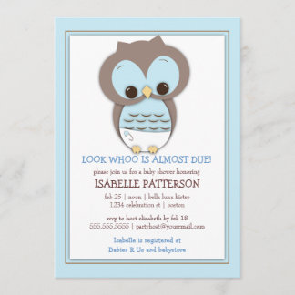 Invitation douce de baby shower de garçon de hibou