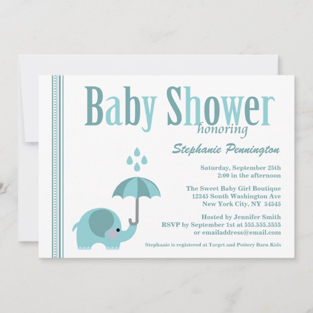 Invitation douce de baby shower de garçons bleus (Devant)