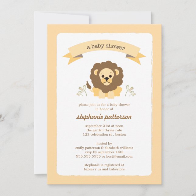 Invitation douce de baby shower de jungle de petit (Devant)