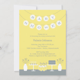 Invitation douce de baby shower de Tableau - jaune