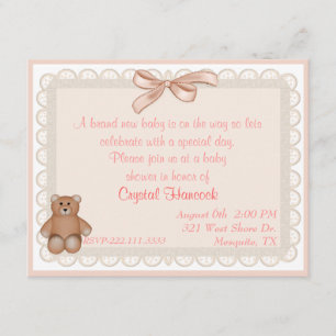 Invitation douce de baby shower d'oeillet de pêche