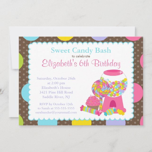 Invitation douce de fête d'anniversaire de fille (Devant)